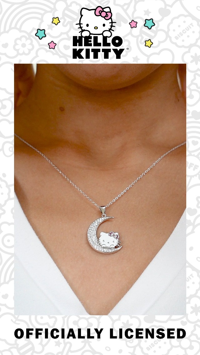 Amazon.com: SALLY ROSE Hello Kitty Moon Cubic Zirconia Pendant